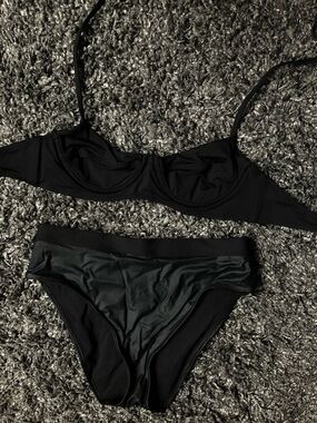 NEW KoreSwim Black Women's Bikini Set with Supportive Top and 2 Bottoms